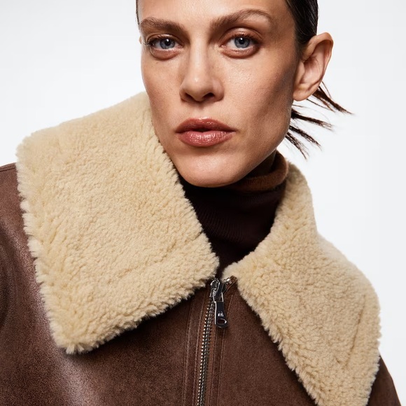 Mango Shearling Collared Jacket - Picture 3 of 9